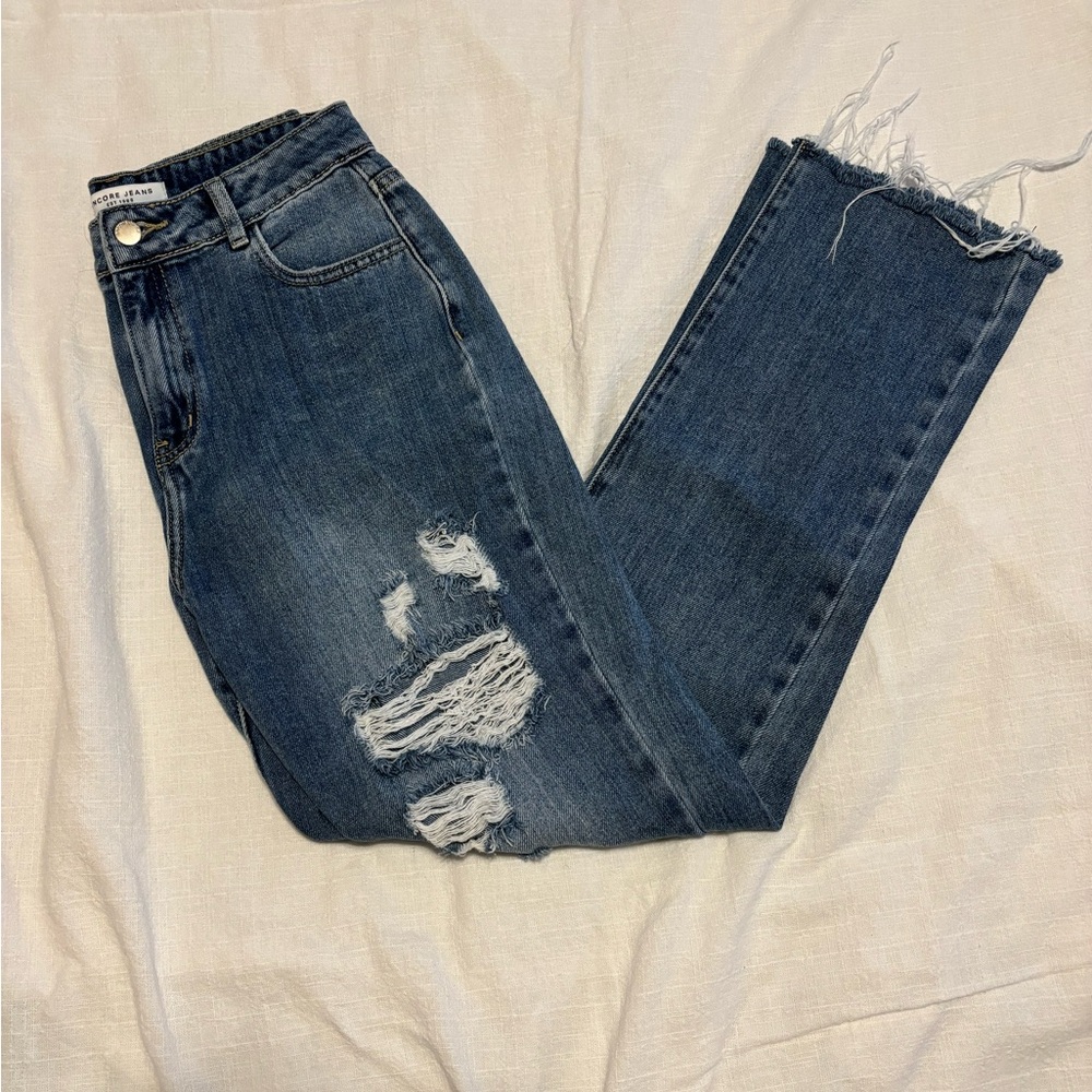 Blue Ankle Cropped Jeans